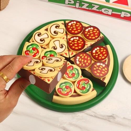 26pcs Pizza Wooden Toys Food Cooking Simulation Tableware Children Kitchen Pretend Play Toy Fruit Vegetable with Tableware