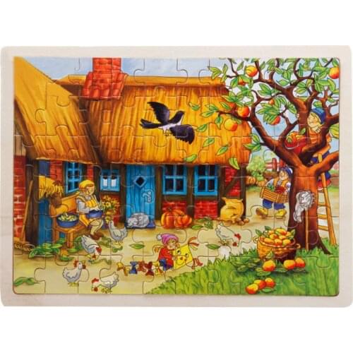 60 Pieces Wooden Jigsaw Puzzle Apple Tree Farm Animals Baby Kids Educational Toys for Children Brain Teaser Wooden Toys