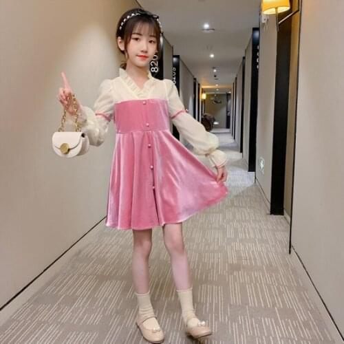 Girl Dress Kids Baby Gown 2021 Splicing Spring Autumn Toddler Formal Party Outfits Sport Teenagers Dresses Cotton Children Cloth