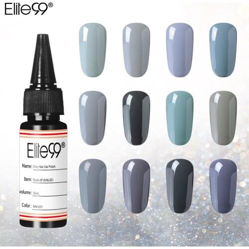 Elite99 Grey Gel Nail Polish 12 Pure Colors 30ml Soak Off Manicure UV Gel Varnish DIY Nail Art Lacquer Decoration For Nails
