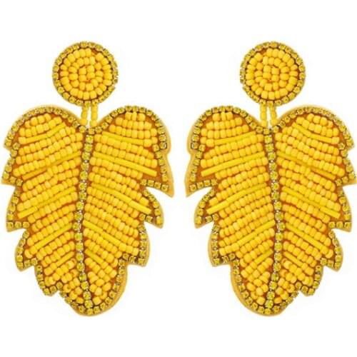 Hot Summer Holiday Hand Make Seed Bead Multi Colors Bohemian style Leaf Earring