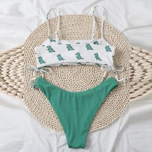 KANCOOLD Womens swimsuits Ladies Dinosaur Printed Push-Up Padded Bra Beach Bikini Set Two Piece Swimsuit bathing suits 2021