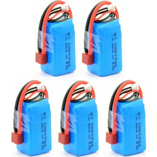 7.4V 1800mAh 20C Lipo Battery for Wltoys A959-b A969-b A979-b K929-B RC Car spare parts 2S 7.4V T plug battery 1pcs to 5pcs