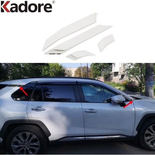 Front Window A Pillar Cover Trim For Toyota RAV4 RAV 4 2019 2020 2021 Carobn Fiber A+C Pillars Strips Car Styling Accessories