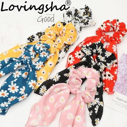 LOVINGSHA Women Hair Accessories Brand Ladies Floarl Hair Tie Fashion Scrunchies Ponytail Hair Female Girl Holder Rope FC168