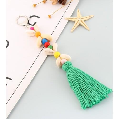 Best Summer Shell Fringed Tassel Key Chain Bag Pendants Boho KeyRing For Women Trinket Jewelry