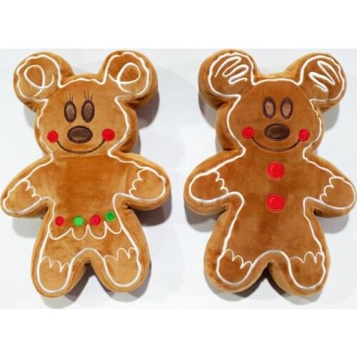 Disney Gingerbread Mickey Mouse and Minne Mouse Stuffed Plush Toys Soft Mickey Mouse Plush Dolls Gifts for Children Kids