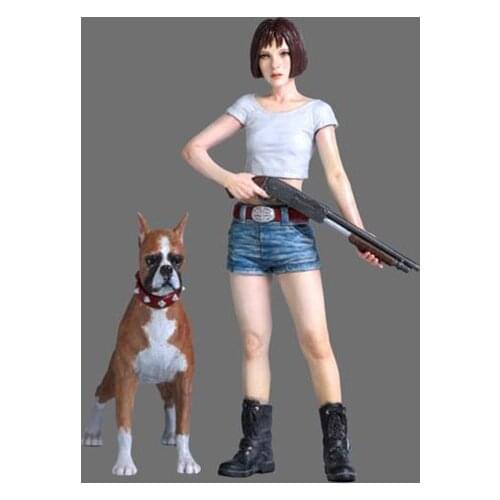 1/24 girl & boxer Contain dogs Resin kit Figure GK Japanese human subject matter Whole body Uncoated No colour