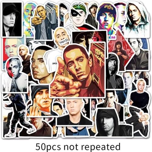 10/50pcs Singer Rapper Eminem Stickers for Luggage Laptop Bike Skateboard Decal Waterproof Childrens Toy Graffiti Sticker