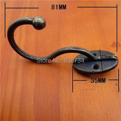 10pcs 81*35*23mm Wall Mounted Home Bathroom Coat Towel Hanger Rack Single Hooks Antique Brass Finished
