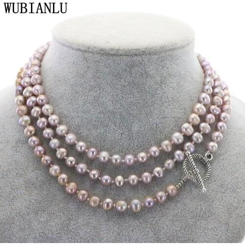 Natural Freshwater 7-8mm Long Pearl Necklace Women In Necklaces 127cm Fashion Hot Charming Jewelry Girl Birthday Gift T261