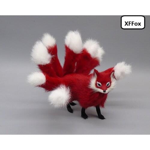 New real life nine-tails fox model plastic&furs simulation red fox doll gift about 23x12cm xf2315