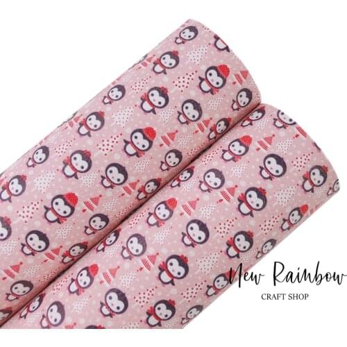 New Rainbow 30x22cm/A4 Cartoon Christmas Cute Winter Penguin Faux Leatherette Sheet For Cricut, Bows, Accessories, Babyshoes,DIY
