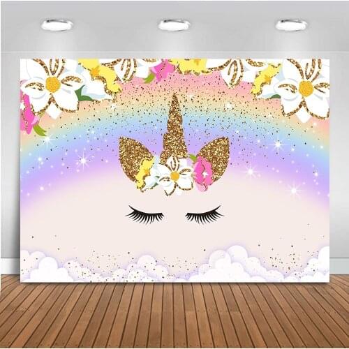 Newback Unicorn backdrop for Photography Rainbow Newborn Baby Shower Photo Shoot Background Party Decoration Banner Props