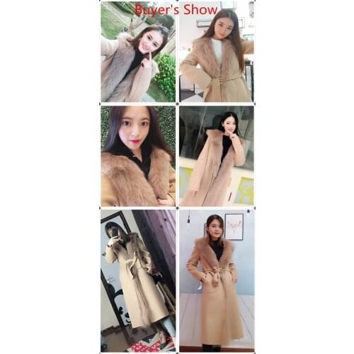 Autumn Winter Coat Women Real Fox Fur Coat Female Jacket Real Wool Coat Women Double Side Woolen Coats Manteau Femme MY