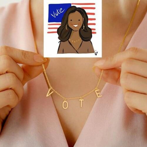 The Freedom Equality VOTE Necklace Former First Lady Of The United States Letters Necklaces Simple Gold Silver Color Chains
