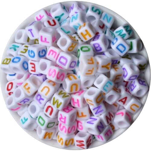 Plastic Alphabet White 200PC Size Of 6x6m Beads Acrylic Letters Children Education Handmade DIY Bracelet Beads