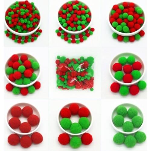 Green Red Pompom Fur Craft DIY Soft Pom Poms Crafts Pompones Ball Wedding Decoration Glue on Cloth Accessories 8mm To 30mm 20g
