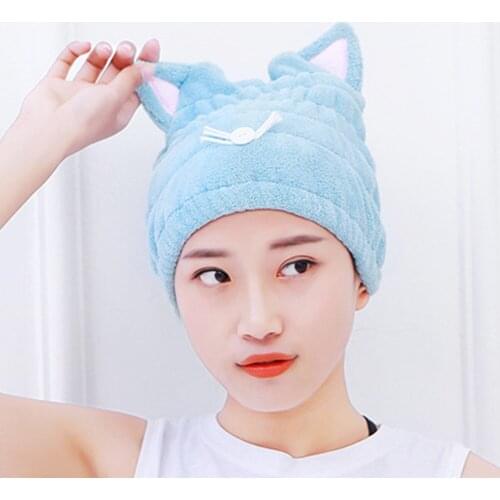 Portable Water Absorption Dry Hair Hat Quick Bathing Ultra Soft Solid Coral Fleece Shower Cap Travel Hair Dryer Hat Home Shower