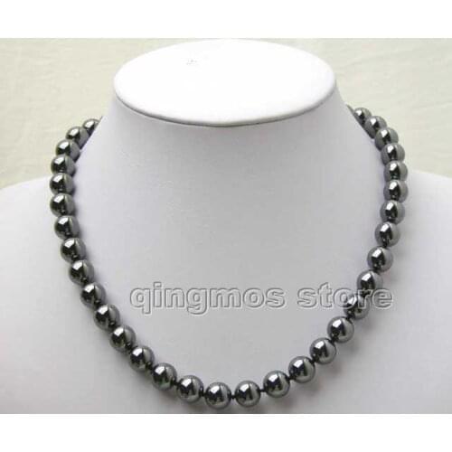 SALE Beautiful 8MM Round natural High Quality Magnet Hematite 18" Necklace -2307 Free shipping especial effect for sleep