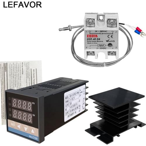 REX-C100 Digital PID Temperature Controller Thermostat SSR output + Max.40A SSR Relay + K Thermocouple Probe High Quality RKC