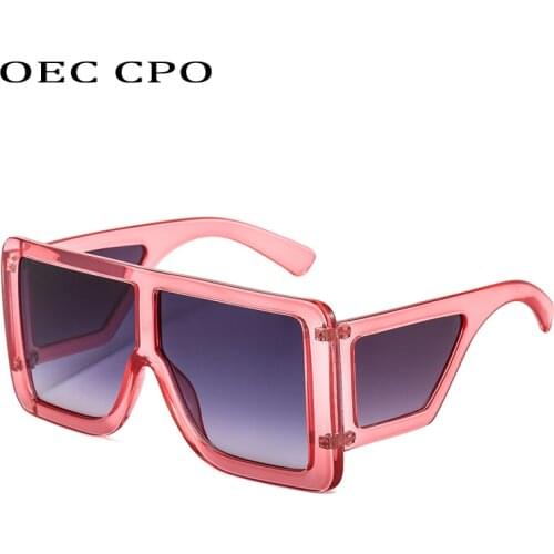 OEC CPO One Piece Goggle Sunglasses Women Oversized Square Glasses Fashion Pink Gray Sun Glasses Men Retro Eyewear UV400
