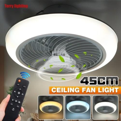 Modern ceiling fan with light, remote control, for dining room and bedroom, multi-function LED lighting, 110V / 220V