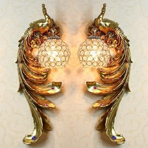 Modern LED Wall Lamp for Home Decoration,corridor Aisle Living Room Background Wall Light Peacock Creative Resin Decor Fixtures