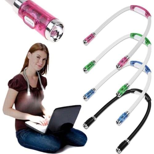 Convenient Flexible Handsfree Led Neck Hug light Book Reading Lamp Novelty Led Night Flash light Camping light