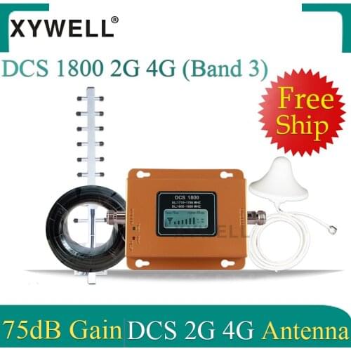 75dB LTE 1800 4g signal booster gsm signal booster Repeater DCS 1800Mhz Cellular GSM 1800 Cell Phone Repeater Yagi 4g Antenna