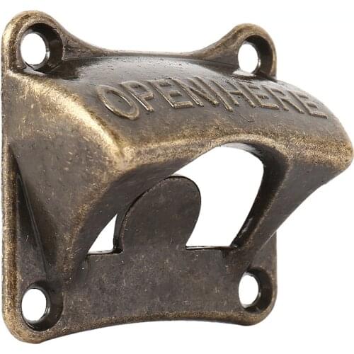 Vintage Bronze Wall Mounted Wine Opener for Beer Soda Glass Cap Bottle Opener Kitchen Accessories Supplies Bar Gift Zinc Alloy
