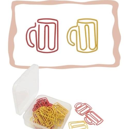 10pcs Cup Shape Paperclip Red Paper Clips Bookmark Planner Book Clip Organizer Memo Binder Clips Stationery Card Holder