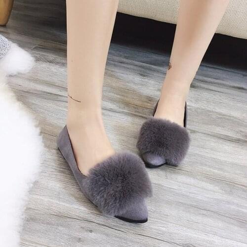 2019 New peas female shoes winter boot fur plus velvet version of the wild shoes warm cotton flat shoes zapatos mujer C1-49
