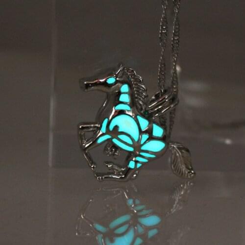 ZHIZSMALL horse necklace horse Locket Necklace Pendants Necklaces GLOW in the DARK women girls