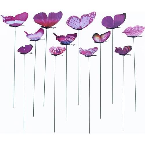 12pcs Butterfly Stakes Outdoor Yard Planter Flower Garden Decor Yard Art Simulation Butterfly Plunger Gardening Home Vase Decor