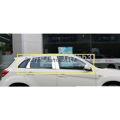 18pcs Stainless Steel Chrome Door Full Window Frame Pillars Window Sill Molding Trim Exactly Fitted For Mitsubishi ASX 2013-2016