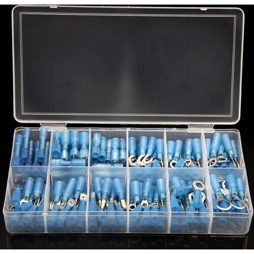 180Pcs Waterproof Electrical Crimp Terminals Seal Heat Shrink Wire Butt Connectors Spade Ring lugs Terminals 14-16 Gauge