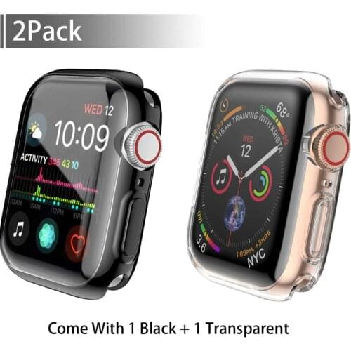 2 Pack Case For Apple Watch 44mm 40mm Series 6/SE/Series 5/4 Screen Protector Overall Protective Case TPU HD Ultra-Thin Cover