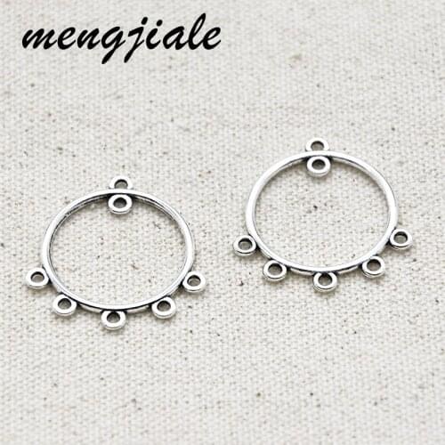 20pcs Vintage Alloy Metal Charms Connector Antique Silver Pendant For DIY Accessories Jewelry Findings 30*28mm