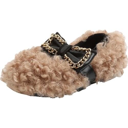 2020 Children Soft Sole Elegant Flat Casual Shoes Kids Girls Autumn Metal Chain Butterfly-Knot Shoes Fashion Sneakers Size 26-36