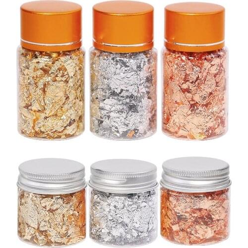 3pcs/set Decorative Gold Leaf Flakes Gold Silver Confetti DIY Nail Art Painting Material Decorating Foil Paper Party Supplies