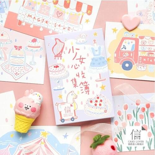 30 Sheets/Set Cartoon Girl Heart Record Postcard Greeting Card Message Card Birthday Gift Card