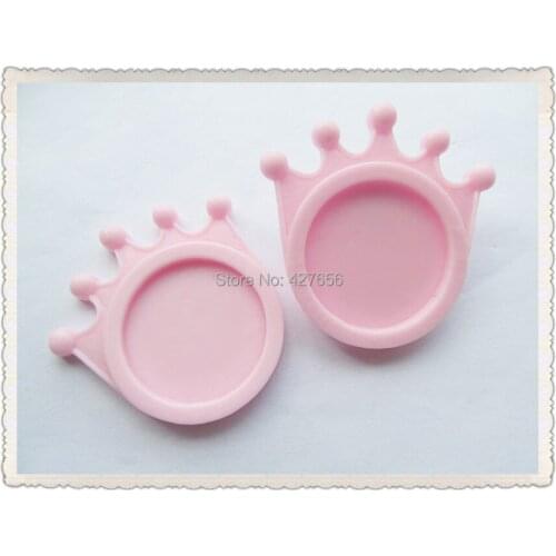30pcs Pink Flatback Resin Crown Charm Finding,Filigree Border Base Setting Tray, for 25mm Picture/Cabochon/Cameo