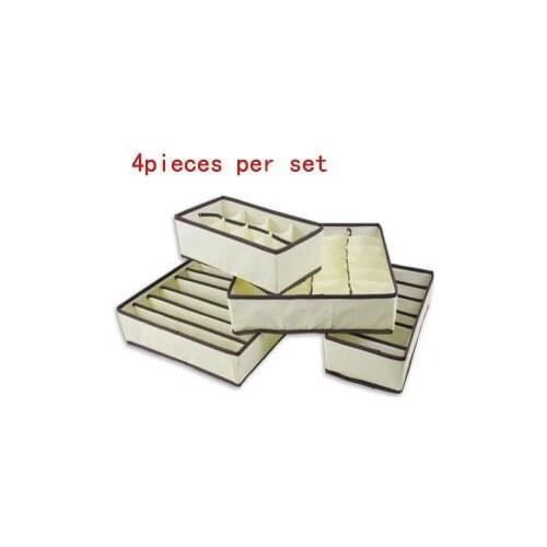 4pcs/set foldable box Bamboo Charcoal fibre Storage Box for bra underwear necktie socks Free shipping