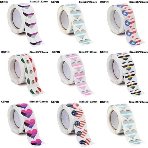 500PCS Stickers 25*22mm Demisexual Pride Straight Allies Paper Sticker Label Packaging Seals Crafts Favor Tag Toppers Labels