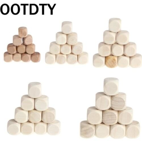 6 Sided Blank Wood Dice Party Family DIY Games Printing Engraving Kid Toys 10pcs