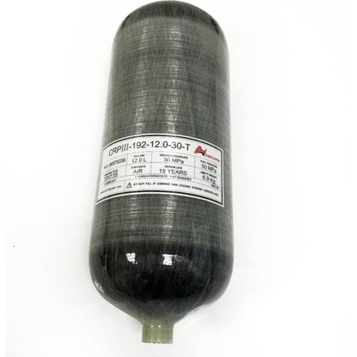 AC3120 High Pressure 4500Psi 12L Hunting PCP Paintball Tank Rifle Carbon Fiber Air Cylinder 300BAR M18*1.5 Thread Drop Shipping