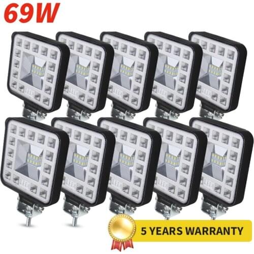 Car Spotlights 24V 12V LED Work Light 69 Watts 3030 Chips Fog Reversing Reflector Lamps for Universal 4x4 Truck FSO