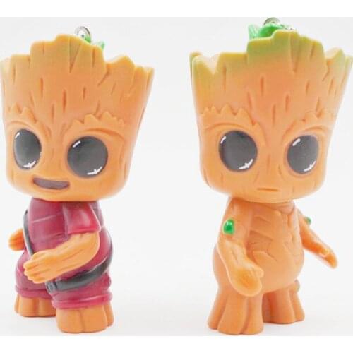 Disney Avengers Groot Figurines Toy Cute Small Treeman Keychains Anime Doll Keyring Bag Pendent Children Gift