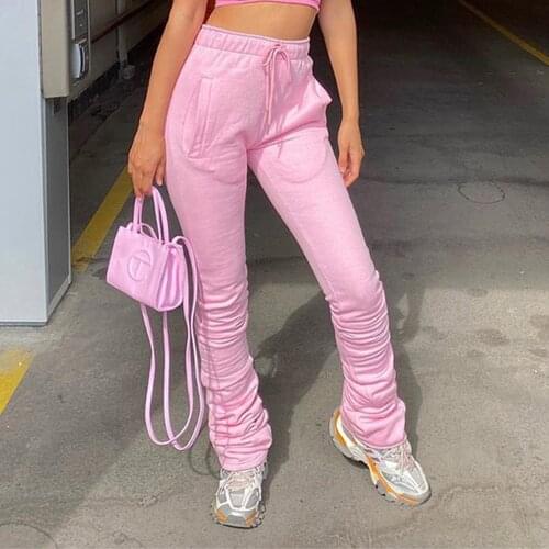 Winter Thick Warm Women Pull-out Sports Pants High Waist Folding Fold Wide Leg Pants Street Large Size Women Pants S-XXL